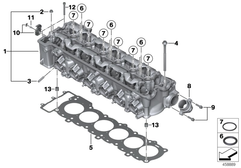 Головка блока цилиндров-доп.элементы для BMW K48 K 1600 GTL 17 (0F02, 0F12) 0 (схема запчастей)