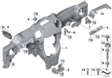 опора панели приборов для BMW R60 Cooper SD ALL4 N47N (схема запасных частей)