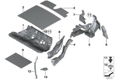 Звукоизоляция Зд для BMW F31 328i N20 (схема запасных частей)