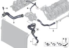 Водяной шланг системы охлаждения для BMW F06 M6 S63N (схема запасных частей)