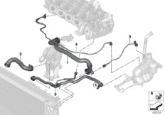 Шланги системы охлаждения для BMW F48 X1 18d B47 (схема запасных частей)