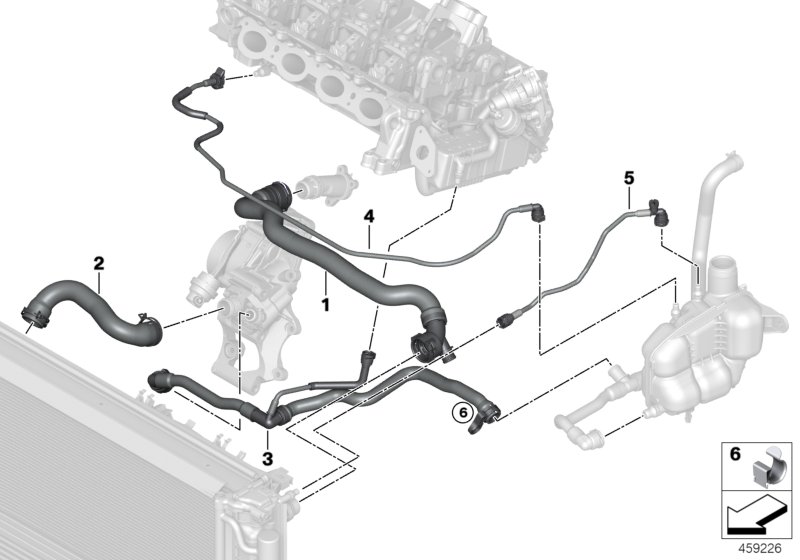 Шланги системы охлаждения для BMW F48N X1 18dX B47 (схема запчастей)