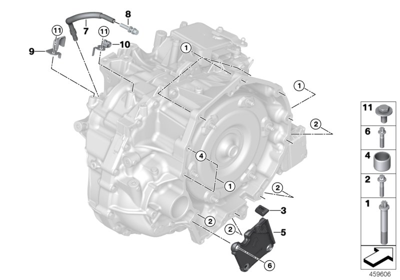 Крепление/ система вентиляции КПП для BMW M13 Zinoro 60H/100H B38X (схема запчастей)