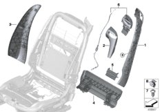 Накладки спинки переднего сиденья для BMW F33 420i N20 (схема запасных частей)
