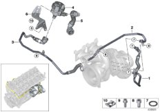 Система охлаждения-турбонагнетатель для BMW F22 M240i B58 (схема запасных частей)