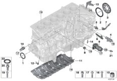Блок цилиндров/дополнительные элементы для BMW G12 740Li B58 (схема запасных частей)