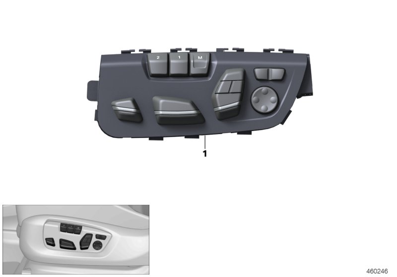Кнопка памяти регулировки сид.пер.пас. для BMW F15 X5 40eX N20 (схема запчастей)