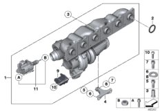Турбонагнетатель для BMW F15 X5 35iX N55 (схема запасных частей)