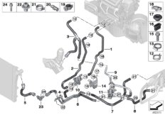 Шланги ОЖ автономной системы отопления для BMW F15 X5 25d B47 (схема запасных частей)