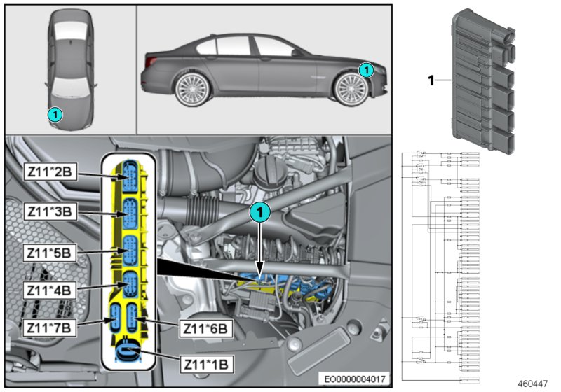 Встроенный модуль питания Z11 для BMW G11 750i N63R (схема запчастей)