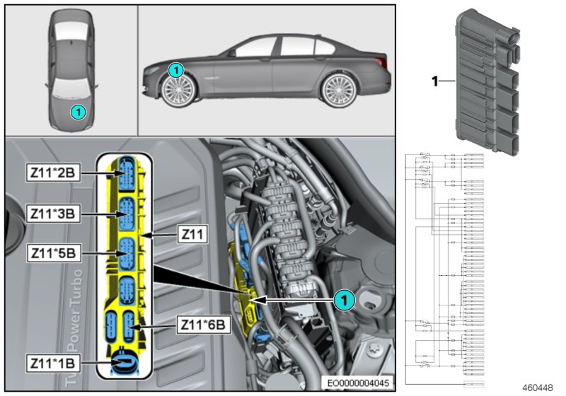 Встроенный модуль питания Z11 для BMW G12 730Li B48 (схема запчастей)