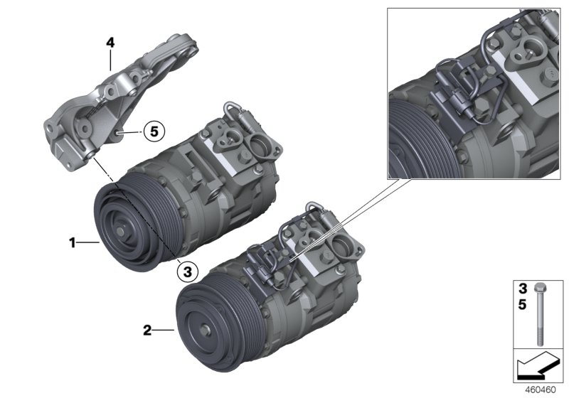 RP компрессор кондиционера для BMW F20N M135iX N55 (схема запчастей)