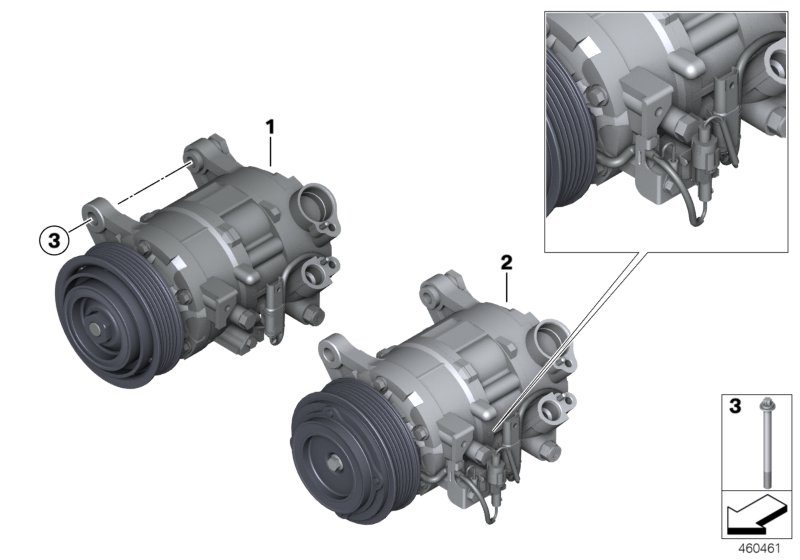 Compressore climatiz. - Ricambi Usati для BMW F30 325d N47S1 (схема запчастей)