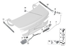 Крышка багажника / система запирания для BMW G12 740Li B58 (схема запасных частей)
