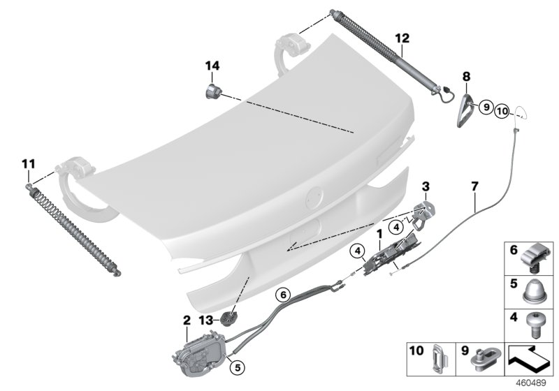 Крышка багажника / система запирания для BMW G11 740dX B57 (схема запчастей)
