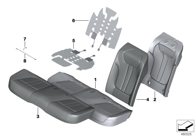 Набивка и обивка базового сиденья Зд для BMW G12 M760LiX N74B (схема запчастей)