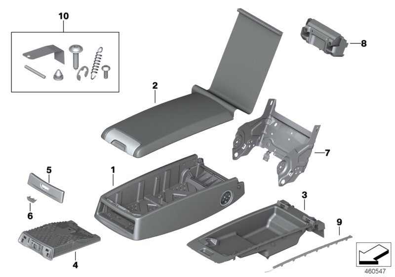 Подлокотник заднего сиденья Basis для BMW G12 M760LiX N74B (схема запчастей)