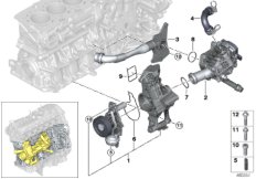 Охлажд.двигателя-терморег.система для BMW G11 740i B58 (схема запасных частей)