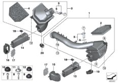 Глушитель шума всас./смен.элем.фил./HFM для BMW F82 M4 GTS S55 (схема запасных частей)