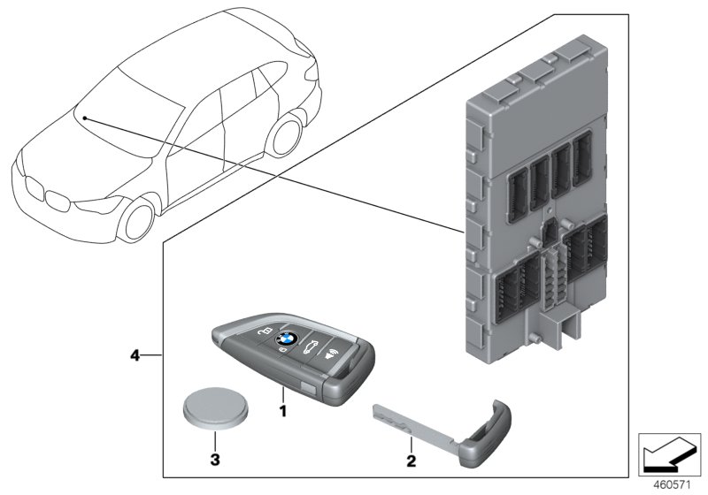 Дистанционное радиоуправление для BMW F48N X1 18i B32 (схема запчастей)