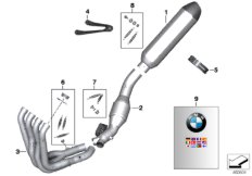 Детали титановой системы выпуска ОГ HP для BMW K46 S 1000 RR 12 (0524,0534) 0 (схема запасных частей)