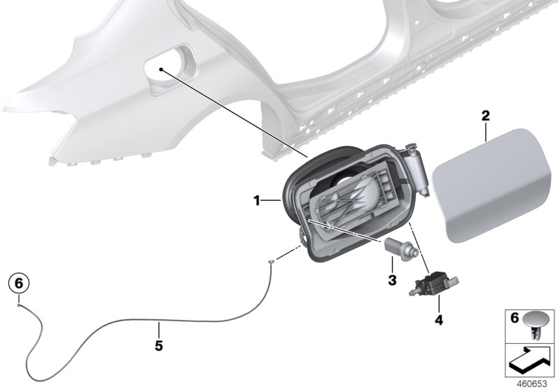 Заслонка заливного отверстия для BMW F34N 335dX N57Z (схема запчастей)