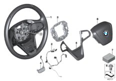 Рулевое колесо с НПБ, кожа для BMW G30 520dX B47 (схема запасных частей)