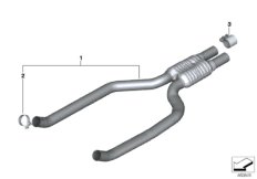 Передний дополнительный глушитель для BMW G30 M550iX N63R (схема запасных частей)