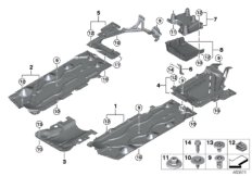 Облицовка днища кузова для BMW F54 One B38B (схема запасных частей)