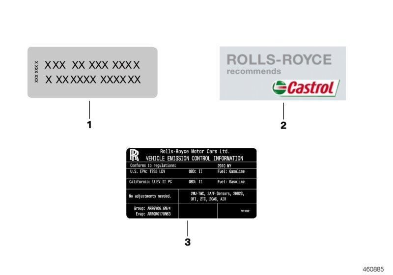 Шильдики для ROLLS-ROYCE RR4 Ghost N74R (схема запчастей)