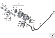 Корпус дроссельной заслонки для BMW K72 F 800 GS 13 (0B02, 0B12) 0 (схема запасных частей)