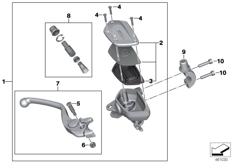 Ручная арматура тормоза для BMW K49 S 1000 XR (0D03, 0D13) 0 (схема запчастей)