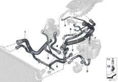 Шланги системы охлаждения для BMW F36 420i B48 (схема запасных частей)