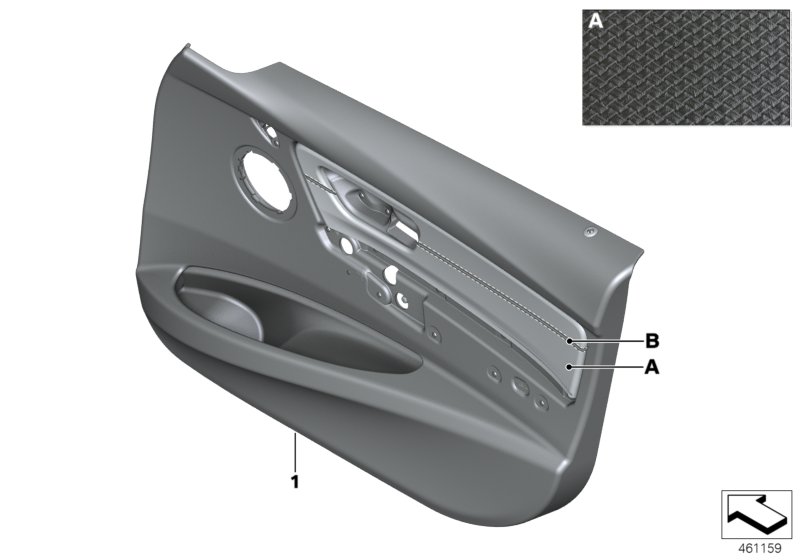Индивидуальная обшивка двери кожа Пд для BMW F80N M3 S55 (схема запчастей)