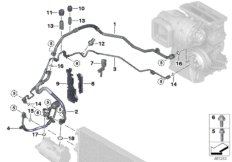 Трубопроводы хладагента для BMW F45 225xe B38X (схема запасных частей)