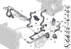 Шланги охлаждающей жидкости для BMW M13 Zinoro 60H/100H B38X (схема запасных частей)