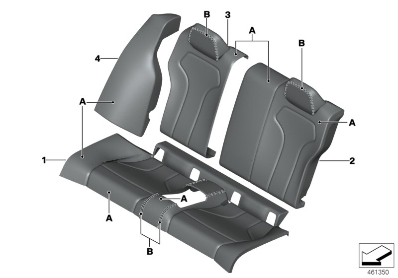 Индивидуальный чехол заднего сиденья для BMW F82N M4 S55 (схема запчастей)