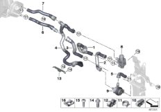 Шланги охлаждающей жидкости для BMW F30N 330e B48X (схема запасных частей)