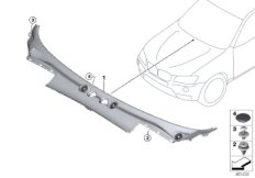 Обшивка обтекателя Наруж для BMW F25 X3 20dX N47N (схема запасных частей)