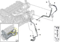 Смазочная система турбонагнетателя для BMW F15 X5 25dX B47 (схема запасных частей)