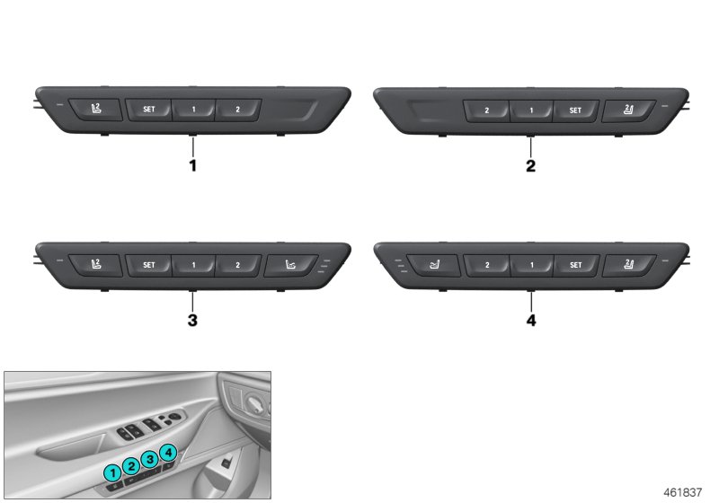 Функции сиденья со стороны водителя для BMW G11 730dX B57 (схема запчастей)