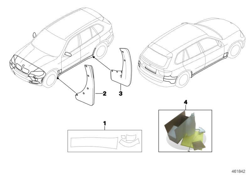 Защита от ударов камней для BMW E70 X5 3.0sd M57N2 (схема запчастей)