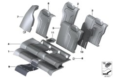 Набивка и обивка базового сиденья Зд для BMW F82 M4 S55 (схема запасных частей)