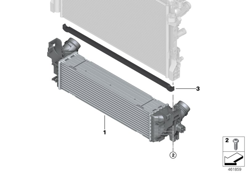 Охладитель наддувочного воздуха для BMW G30 520d ed B47 (схема запчастей)