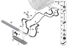 Теплообменник/трубопровод радиатора КПП для BMW F85 X5 M S63R (схема запасных частей)