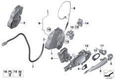 Система замков передней двери для BMW F26 X4 30dX N57N (схема запасных частей)