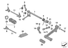 Детали механизма ПП 5-ступ. КПП для MOTO K14 F 650 CS 04 (0177,0187) 0 (схема запасных частей)