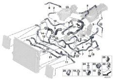 Шланги системы охлаждения для BMW F30N 340i B58 (схема запасных частей)