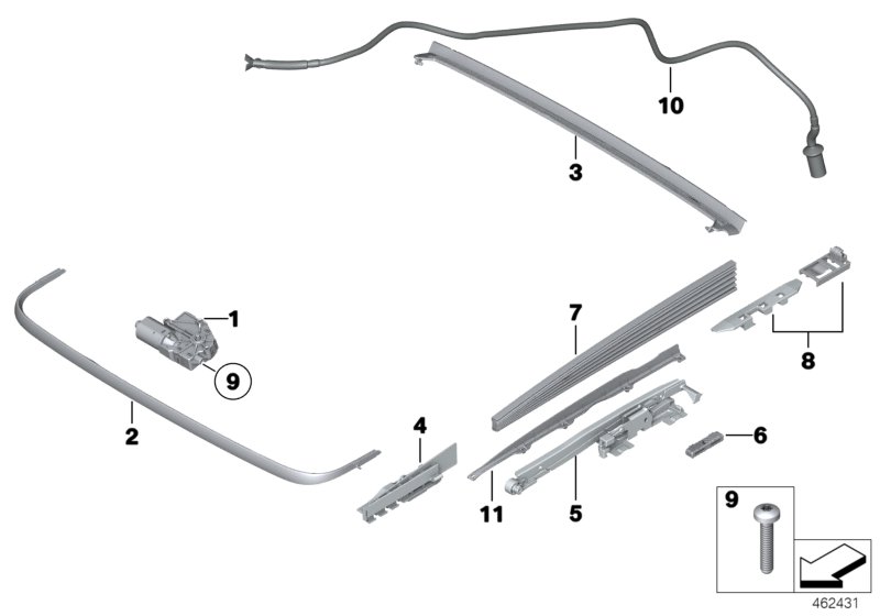 Детали люка с подъемно-сдвижной крышкой для BMW F02N 750LiX 4.0 N63N (схема запчастей)