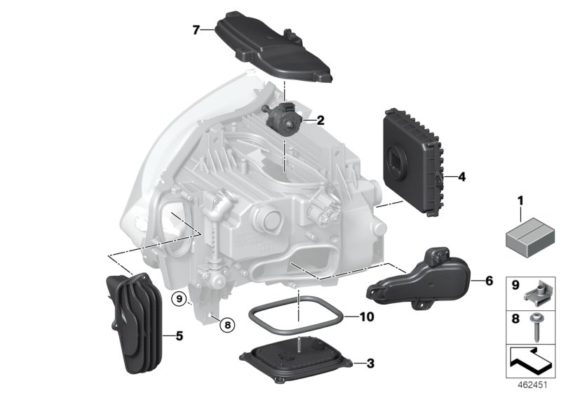 Детали лазерной фары для BMW I12N i8 B38X (схема запчастей)